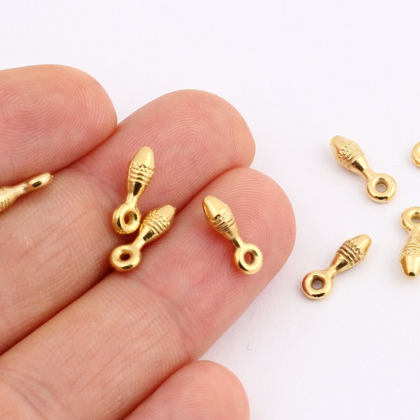 15 Pcs Gold Drop Charms , 24k Shiny Gold Plated Drop Charms ,initial Pendant, Gold Plated , 4x12mm-GLD-124