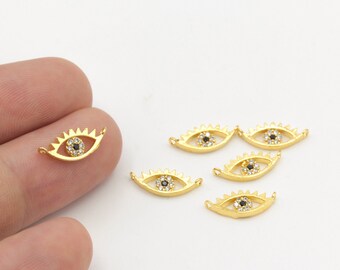 24k Gold Plated Cz Micro Pve Evil Eye Charms, CZ Evil Eye Pendant, Micro Pave Eye Charms, Mini Evil Eye Charms, Gold Plated Findings ZRK-508