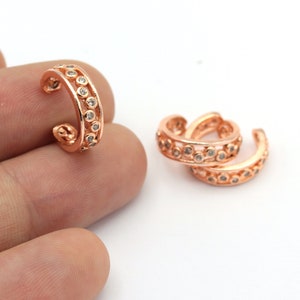 1 Pcs Rose Gold Plated Ear Cuff, Ball Ear Cuff, Cartilage Ear Cuff, Zircon Ear Cuff, Ear Cuff, Cartilage Earring (15mm) EAR-237