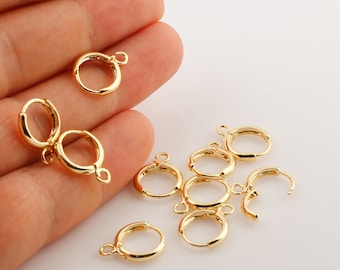 2 Pcs 24k Shiny Gold Plated Earring Findings, plain Leverback Findings 12x15mm EAR-1