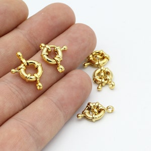 1 pcs 9 mm 24k Shiny Gold Spring Clasp, Round Gold Clasp, Spring Clasp, High Quality Clasp, Lobster Clasp GLD-1440