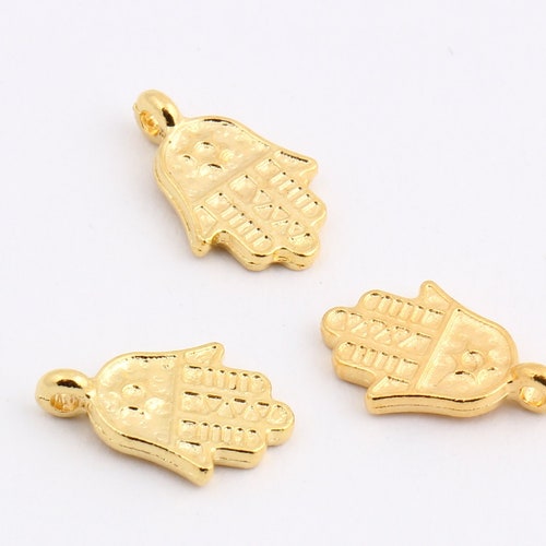 Gold Hamsa Charms 8.5x13mm 24k Shiny Gold Hamsa Charm Gold Etsy