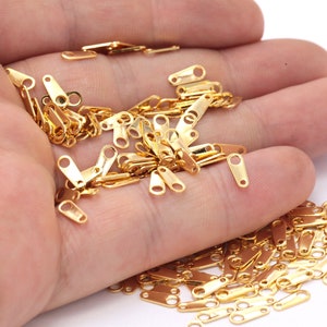 25 Pcs 8x3mm 24k Shiny Gold Cord End , Brass cord tip , Crimps , Chain Connector GLD-312