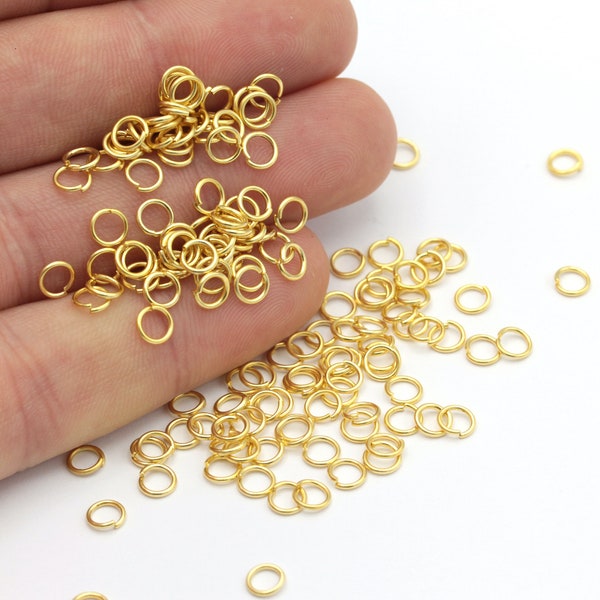 50 Pcs 5mm 24k Matt Gold Plated Jump Rings , Tiny Jump Ring Connectors, Gold Plated Connector, Gold Plated Findings, MTGLD-77