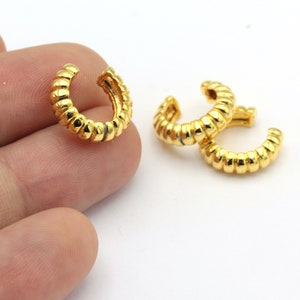 24k Shiny Gold Plated Cuffs, Twisted Ear Cuff, Dainty Ear Cuff, Hoop Ear Cuff, Ear Cuff Non Pierced, ( 15mm ) EAR-233