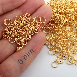 50 Pcs 6mm Jump Rings , Tiny Jump Ring Connectors , Connecteur plaqué or , Gold Plated Findings , 24k Gold Plaquéd-GLD-8