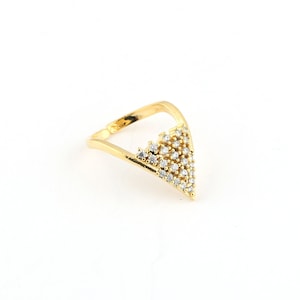 24k Shiny Gold Plated Micro Pave Triangle Ring,Adjustable Ring,Adjustable Micro Pave Ring ,Gift For Her Rings,Couple Rings, CZ Rings, DSR-87