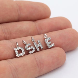 1 peça amuletos de letras, amuletos de letras banhados a prata, pingente de colar, pingente de letras do alfabeto, (5x11mm) SLVR-125