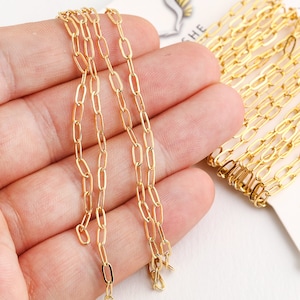 24k Shiny Gold Plated Oval Chains , Necklace Chains , Gold Plated Soldered Chains , ( 3x6mm ) GZ-52
