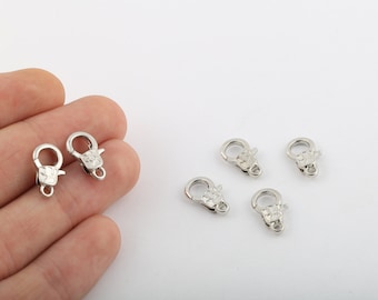 1 Pcs 8x15mm Rhodium Plated Lobster,Claw Clasp ,Lobster Clasp ,Round Spring Clasps , Caw Clasp ,Spring Clasp , Necklace End SLVR-127