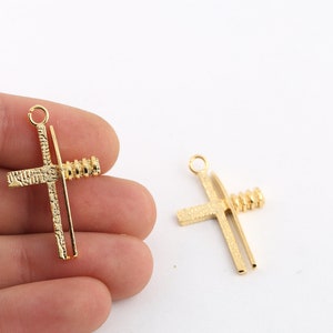 21x35mm 24k Shiny Gold Plated Cross Charm,Cross Necklace,Gold Plated Jesus Pendant,Cross Findings,Religious Themed,Religious Symbol,GLD-1019