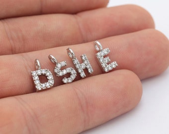 1 Pcs Letter Charms , Silver Plated Letter Charms, Necklace Pendant ,Alphabet Letter Charm, ( 5x11mm ) SLVR-125