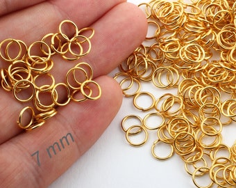 50 Pcs 7mm Jump Rings , Tiny Jump Ring Connectors , Gold Plated Connector , Gold Plated Findings , 24k Gold Plated-GLD-93