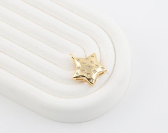 18x21mm 24k Shiny Gold Plated Star Necklace Charms, Large Star Pendant, Dangle Star Charms, Celestial charm, Gold Plated Findings, ZRK-904