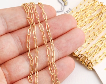 24k Shiny Gold Plated Oval Chains , Necklace Chains , Gold Plated Soldered Chains , ( 3x6mm ) GZ-52