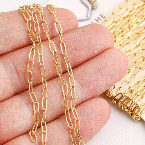 24k Shiny Gold Plated Oval Chains 