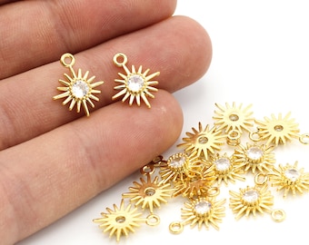 13x15mm 24k Shiny Gold Plated Snowflake Pendant, Pave Charms , Micro Pave Snowflake , Cz Jewelry, Cubic Zirconia, ZRK-10