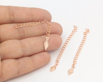 3 stuks rose vergulde extender ketting, rose gouden extender ketting, ketting extender ketting, rose vergulde curb chain (5 cm)