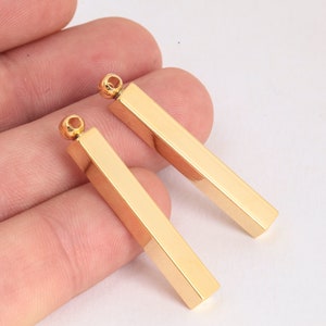 5x40mm 24k Shiny Gold Bar,Bar Necklace, Bar Pendant, Personalized Charms, Nameplate Bar, Gold Plated Pendant GLD-269