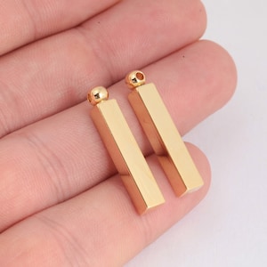 5x30mm 24k Shiny Gold Bar,Bar Necklace, Bar Pendant, Personalized Charms, Nameplate Bar, Gold Plated Pendant GLD-268