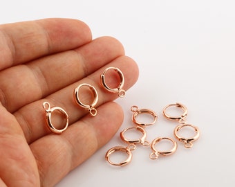 2 Pcs Rose Gold Plated Earring Findings, plain Leverback Findings 12x15mm EAR-57