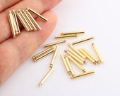 12 Pcs Gold Plated bars, 2x16mm, long round Bar, Long Bar , Pendant Bar , Connectors-GLD-7