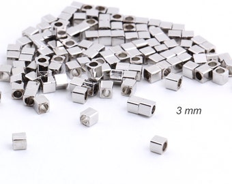 10 pcs 10x10mm Square Spacer Beads Antique Silver Tone 63585-2407