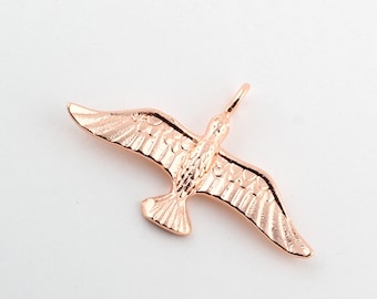 Rose Gold Plated Bird charm -RSGLD-140 38x24mm Rose Gold Plate brass bird necklace pendants