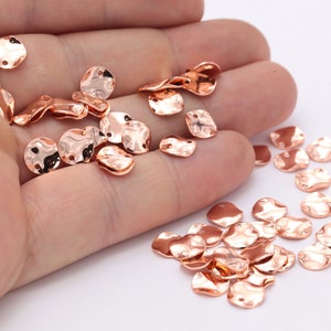 10 Pcs 8mm Rose Gold Plated Round Charms,Hammered Round , Round Disc, Rose Gold Plated Stamping tag-  RSGLD-206