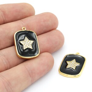 24k Gold Plated Pave Star ,Cubic Zirconia Star, Star Pendant, Star Charms , 18x25mm, ZRK-356