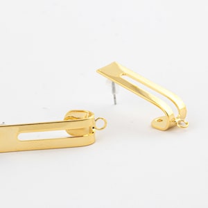 7x34mm 24k Shiny Gold Plated Textured U-shaped Earring, Pendant Earrings, U Shaped Pendant Earrings, Earring Findings,Stud Earring - EAR-290