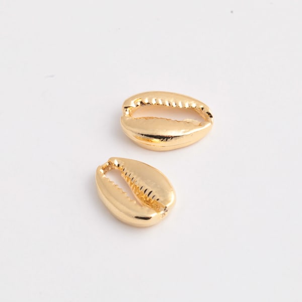 1 Pcs 24k Shiny Gold Plated Cowrie Charms,Cowrie Shell Pendant, Cowrie Necklace, Small Gold Cowrie, Boho Charms, ( 10x14mm ) , GLD-226