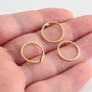 2 Pcs 16mm 24k gold Plated Earring  , Circle earrings,  Ear Hoop , Circle Earrings EAR-13
