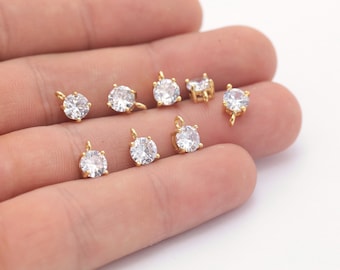 1 Pcs gold Plated Cz Pendant, Cubic zirconia pendants, crystal pendant, 6x9mm ZRK-204