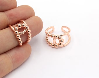 1 Stk 17-18mm Rose Gold vergoldet verstellbaren Ring, Großhandel Ringe, KugelRinge, Vintage Ring, Ringe für Frauen, Ring-Einstellungen, DSR-45