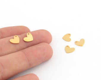 8x10mm 24k Brillante Gold Plated Hearts Charms, Gold Plated Heart Pendant, Heart For Charms, Gold Plated Findings, Gift For Her, GLD-1152