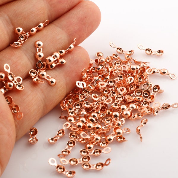 50 Pcs Rose Gold Crimp Beads, Crimps, 13x4mm, Ball Chain Clasp , Crimps,-RSGLD-34