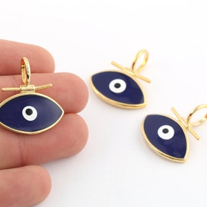 1 Stk. 27x29mm 24k Glänzend Vergoldet Evil Eye Charms, Emaille Evil Eye Charms, Evil Eye Halskette, Evil Eye Anhänger, Evil Eye Schmuck, GLD-993