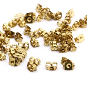 100 Pcs Brass Earring Stud Backs,Raw Brass Earring Studs Back Stoppers,6x4mm EAR-61 image 3