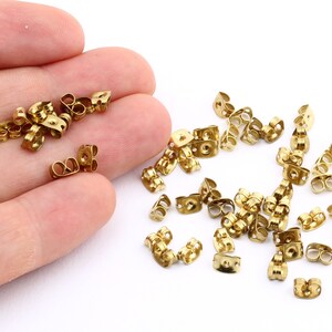 100 Pcs Brass Earring Stud Backs,Raw Brass Earring Studs Back Stoppers,6x4mm EAR-61 image 2
