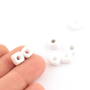 7mm White Glass Beads, Glass Cube Beads, Murano Glass, Bracelet Connector, Beads for Bracelet, Murano Beads,Wholesale Glass Beads STN-63
