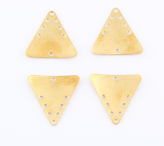 Brass Necklace Triangle, 10 Raw Brass Triangle pendant With 8 hole (20x21mm),DS-RW-155
