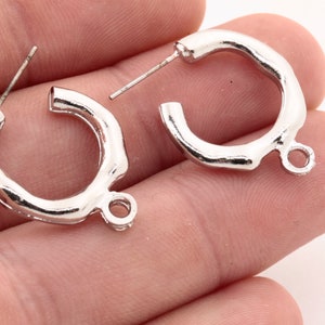 20 mm försilvrade ringörhängen, cirkelörhängen, huggie hoops, örhängesinfattningar, berlockörhängen, försilvrade, EAR-89