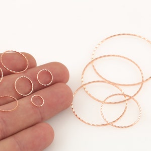 Rose Gold Plated 8,10,12,14,18,20,25,30,35,40,45mm Textured Circle,Rose Gold Plated Circle Connector,Rose Gold Plated Circle Hoops,RSGLD-508