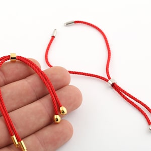 Half Finished Adjustable Bracelet, Cotton Rope Bracelet, 2mm Cord Bracelet Connector BlanksFriendship Style for DIY Gift Jewelry (24cm)AS-47