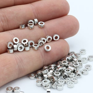 5mm Silver Plated Round Coins, Flat Round Beads, Stamping tag , Barrel , Spacer Beads, Solid Brass Beads, Round SLVR-174