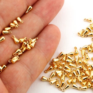 3 x 6 mm Messingtropfen, 24k Glanzgoldtropfen, Mini Drop Charms, Mini Anhänger Charms, Goldtropfen, GLD-23