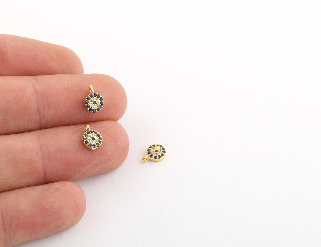 6x8mm 24k Shiny Gold Evil Eye Pendant, Evil Eye Necklace, Tiny Eye