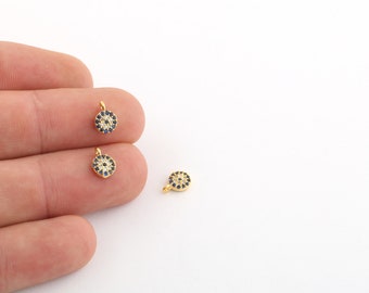 6x8mm 24k Shiny Gold Evil Eye Pendant, Evil Eye  Necklace, Tiny eye Charms, Evil Eye Charm, Eye Medallion, Gold Plated Findings , ZRK-623