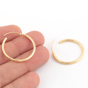 30mm 24k Shiny Gold Plated  Earrings Hoop , Round Hoop Earrings, Brass Earrings, Circle Earrings, Earring Findings, EAR-401